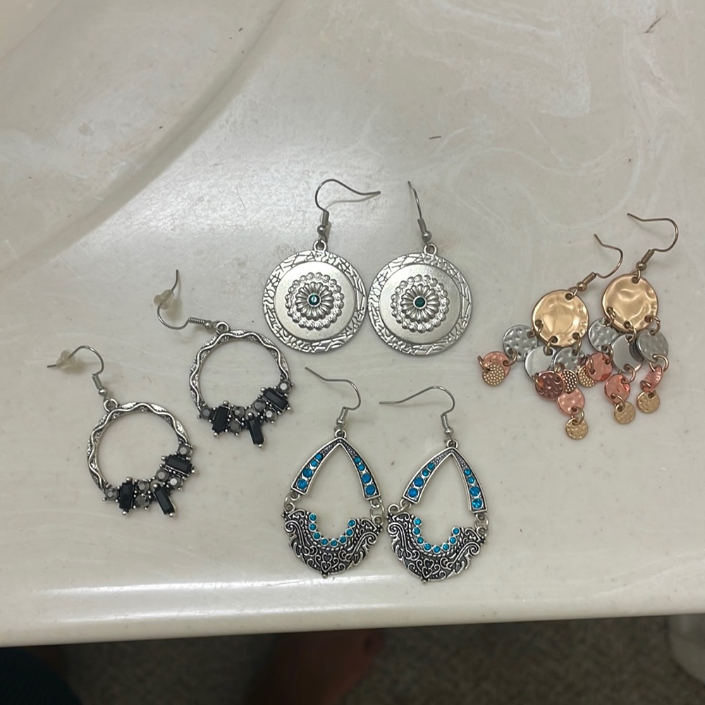 Four sets of earrings